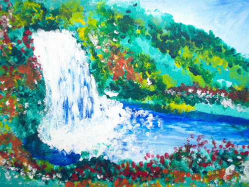 Vẽ tranh phong cảnh thác nước